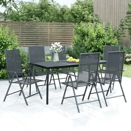 Elon Medium 7 Piece Garden Dining Set - Anthracite, Steel
