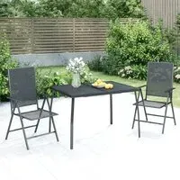 Elon Small 3 Piece Garden Dining Set - Anthracite, Steel