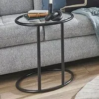 Eloy Clear Glass End Table - Black Steel
