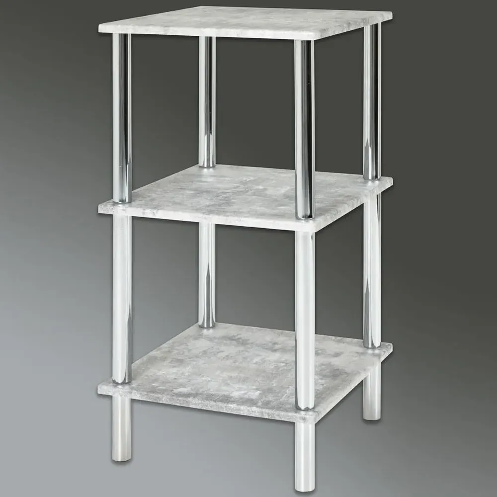Eloy Wooden Shelving Unit with Chrome Frame - Concrete image