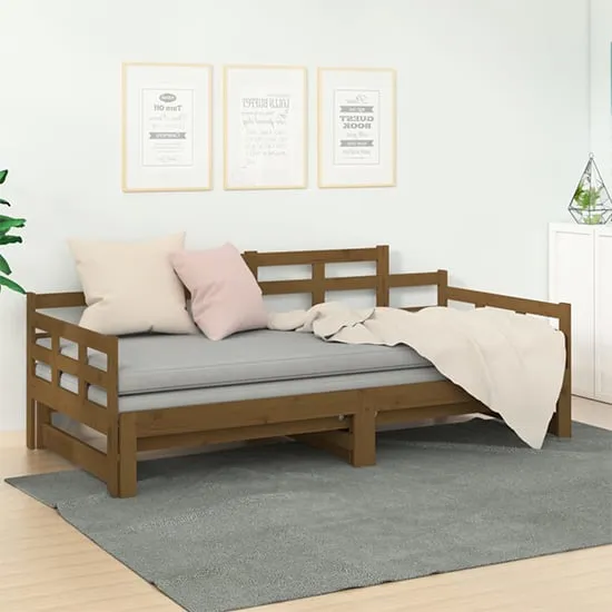 Elstan Single Day Bed with Pull-out - Honey Brown, Pine Wood