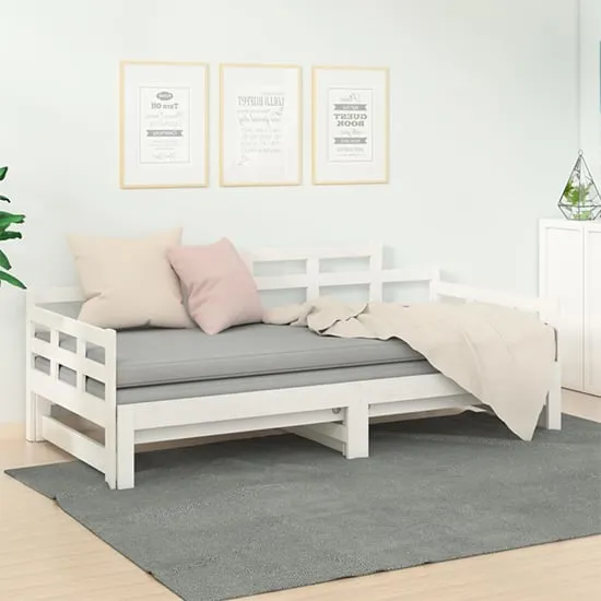 Elstan Single Day Bed with Pull-out - White, Pine Wood