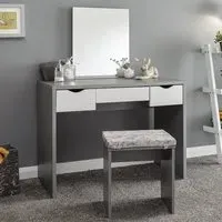 Elstow Dressing Table Set with Mirror - Grey, White
