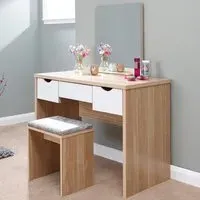 Elstow Dressing Table Set with Mirror - Oak, White