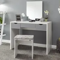 Elstow Dressing Table Set with Mirror - White, Grey