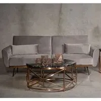 Eltanin Sofa Bed with Gold Legs - Grey, Velvet