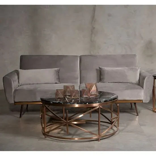 Eltanin Sofa Bed with Gold Legs - Grey, Velvet image