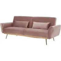 Eltanin Sofa Bed with Gold Legs - Pink, Velvet