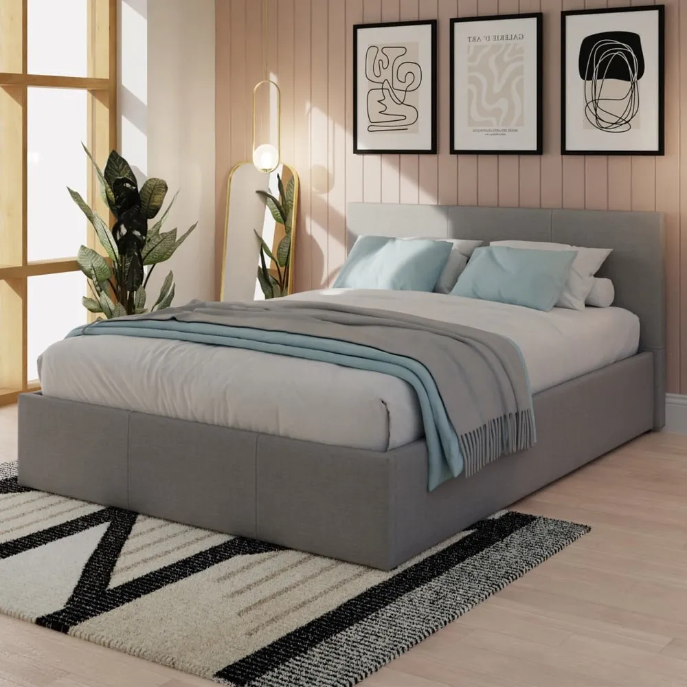 Eltham Double Ottoman Bed with Side Lift Storage - Grey
