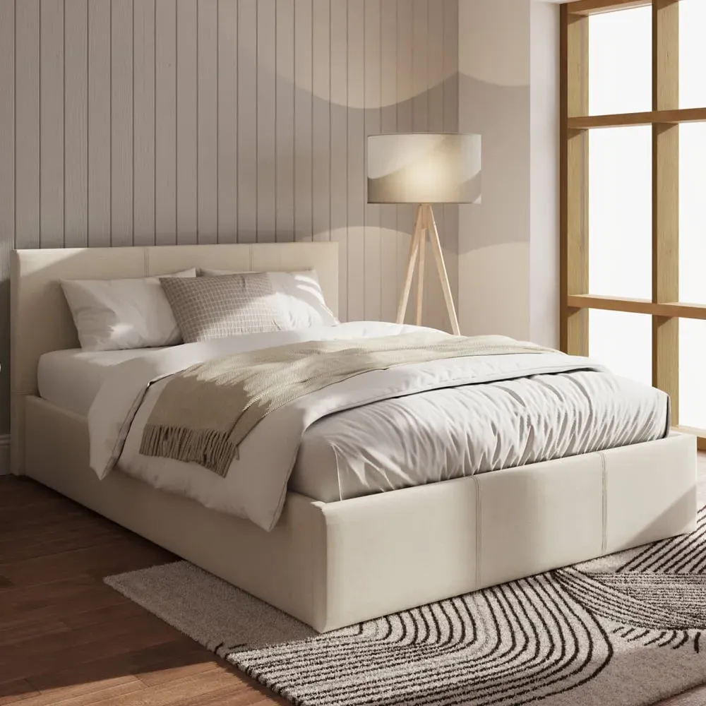 Eltham Double Ottoman Bed with Side Lift Storage - Natural