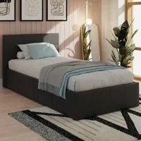 Eltham Single Ottoman Bed with Side Lift Storage - Black