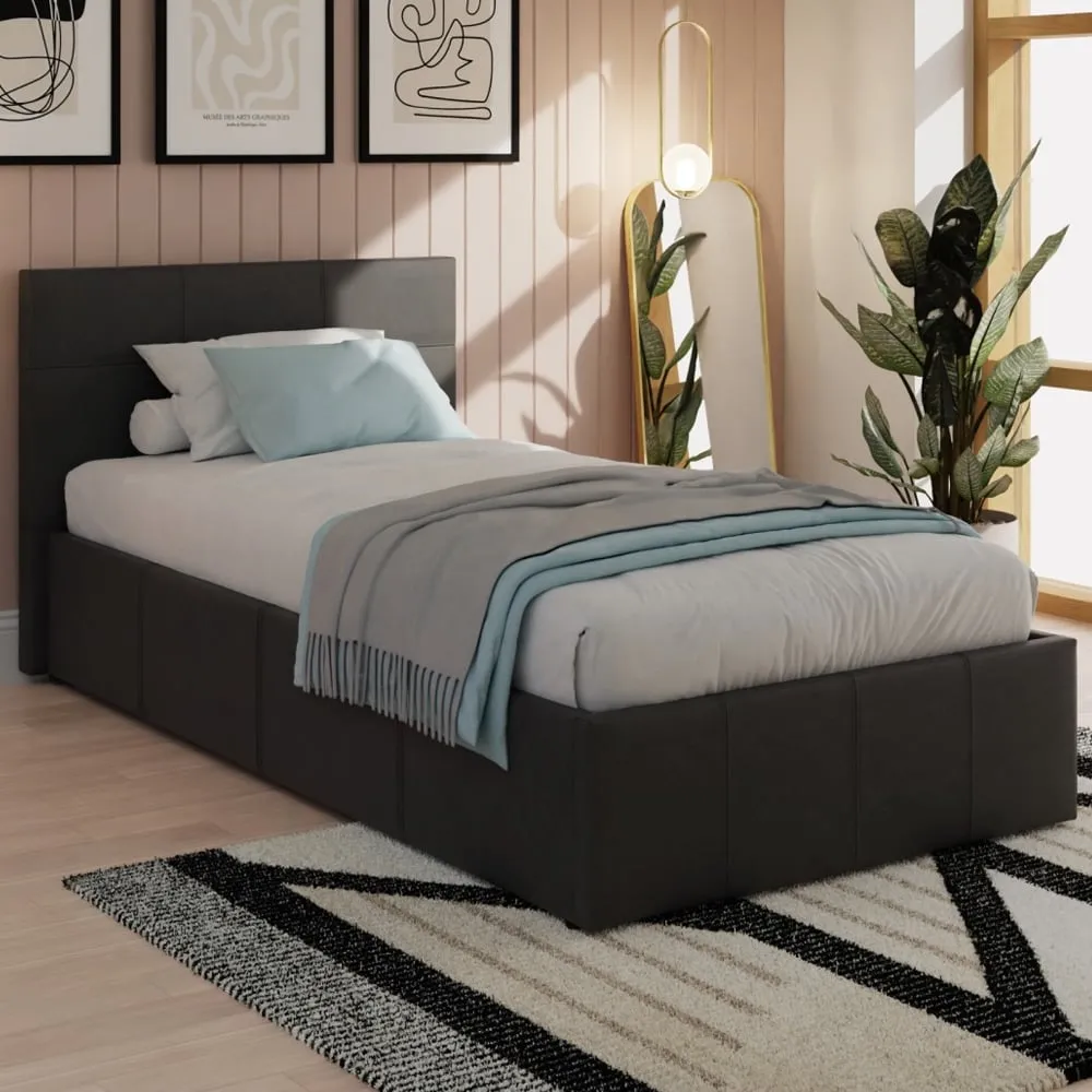 Eltham Single Ottoman Bed with Side Lift Storage - Black image