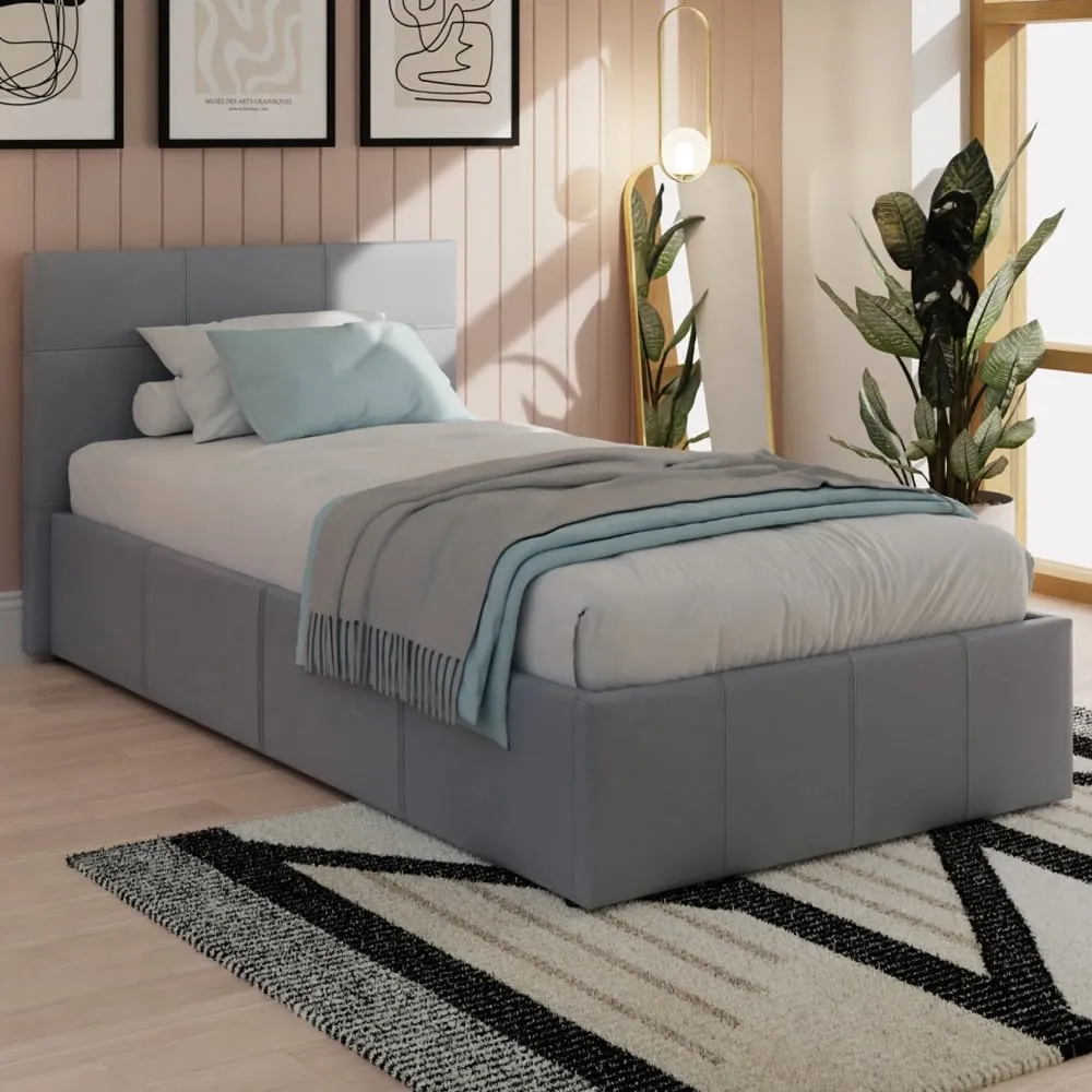 Eltham Single Ottoman Bed with Side Lift Storage - Grey
