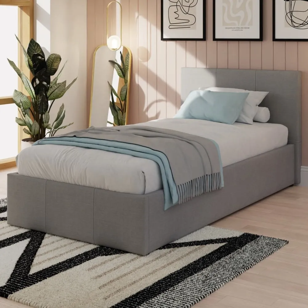 Eltham Single Ottoman Bed with Side Lift Storage - Grey