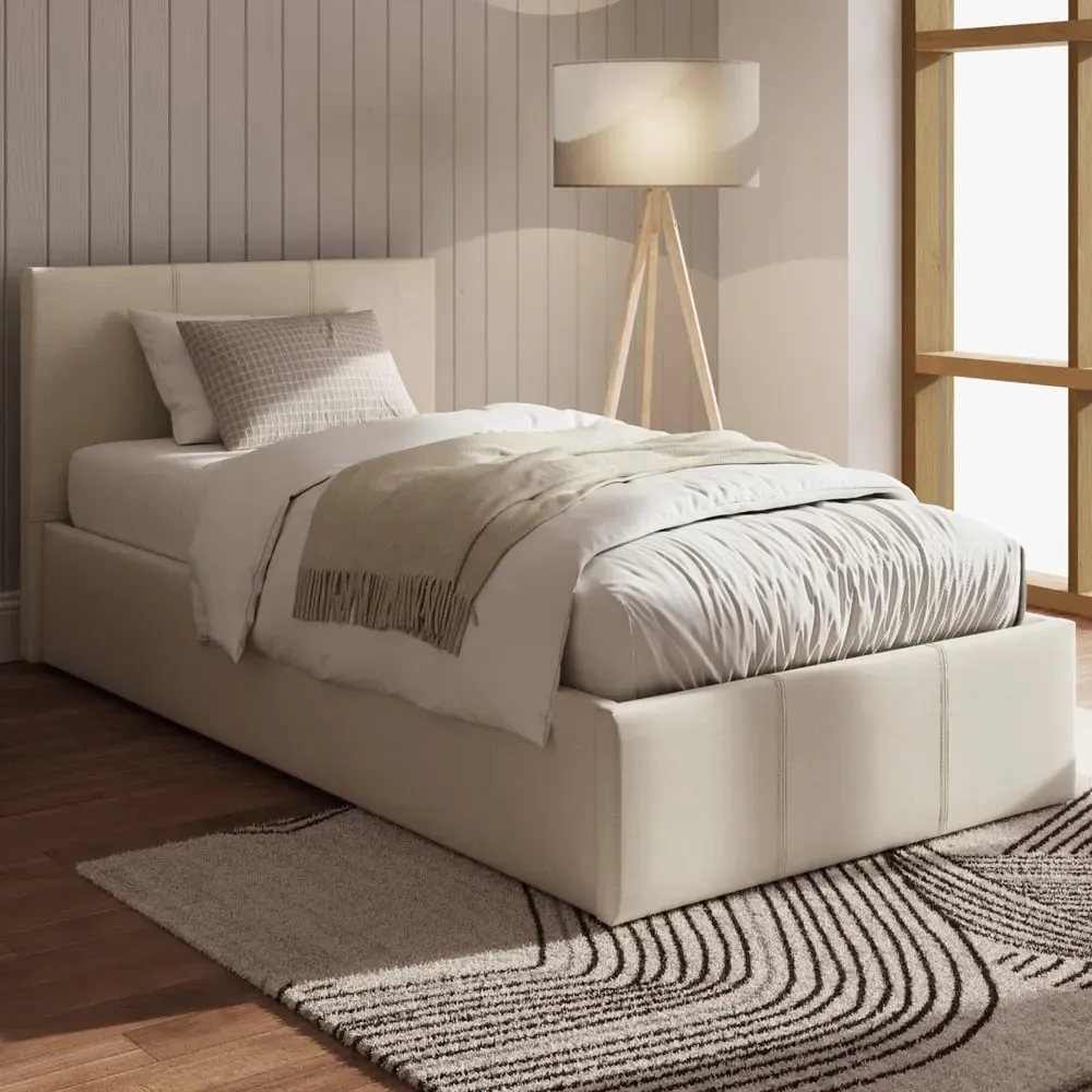 Eltham Single Ottoman Bed with Side Lift Storage - Natural
