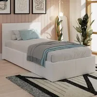 Eltham Single Ottoman Bed with Side Lift Storage - White