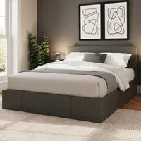 Eltham Small Double Ottoman Bed Side Lift - Grey, PU Leather alternate view