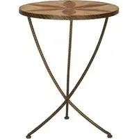 Eltro Large Side Table with Antique Brass Legs - Brown, Elm Wood