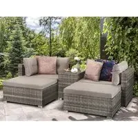 Elvan Stackable Garden Sofa Set with Coffee Table - Grey, Rattan