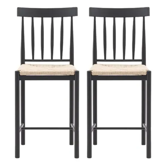 Elvira Meteror Wooden Bar Chairs with Rope Seat - Pair