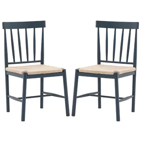 Elvira Meteror Wooden Dining Chairs with Rope Seat - Pair image