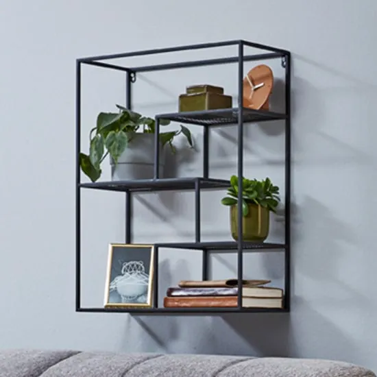 Elwoka 4 Mesh Shelves Wall Shelf - Black, Metal