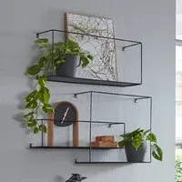 Elwoka Metal Set Of 3 Wall Shelves - Black