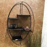 Elwoka Oval 3 Shelves Wall Shelf - Black, Metal