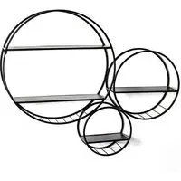 Elwoka Round 4 Shelves Metal Wall Shelves - Black