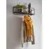 Elwoka Wall Shelf with Coat Rack - Black, Metal