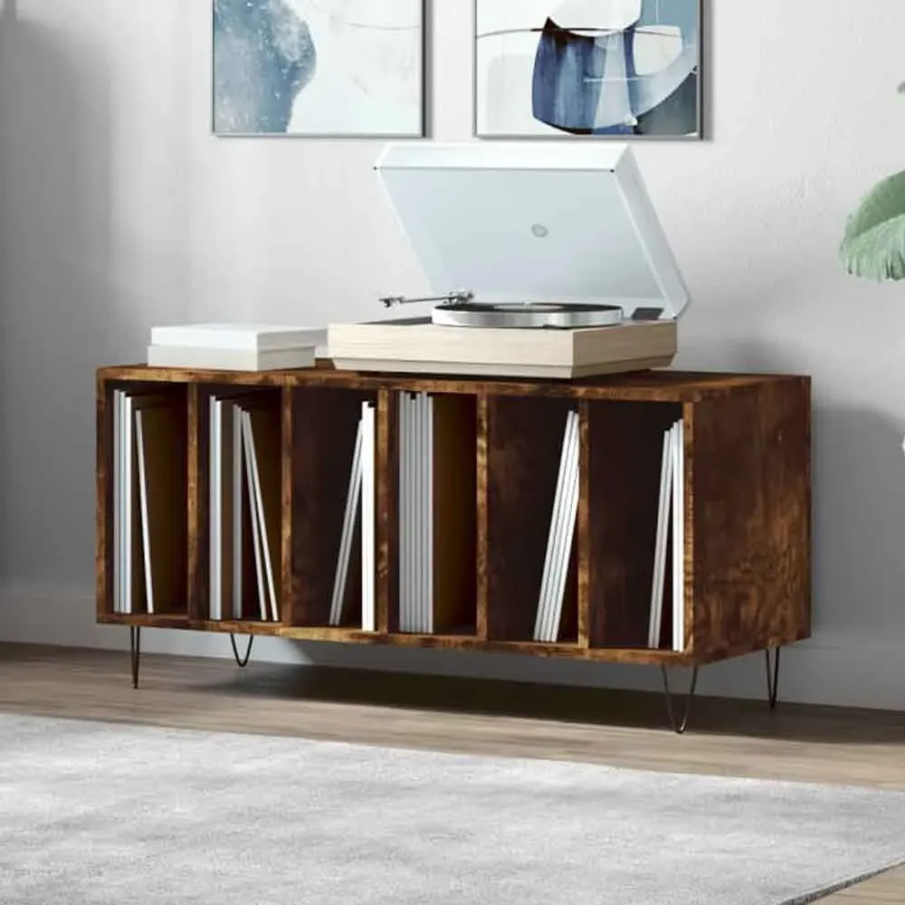 Elwood Filing Cabinet with 6 Shelves and Metal Legs - Smoked Oak product