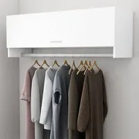 Elwood Wall Hung Coat Rack - White, Engineered Wood alternate view