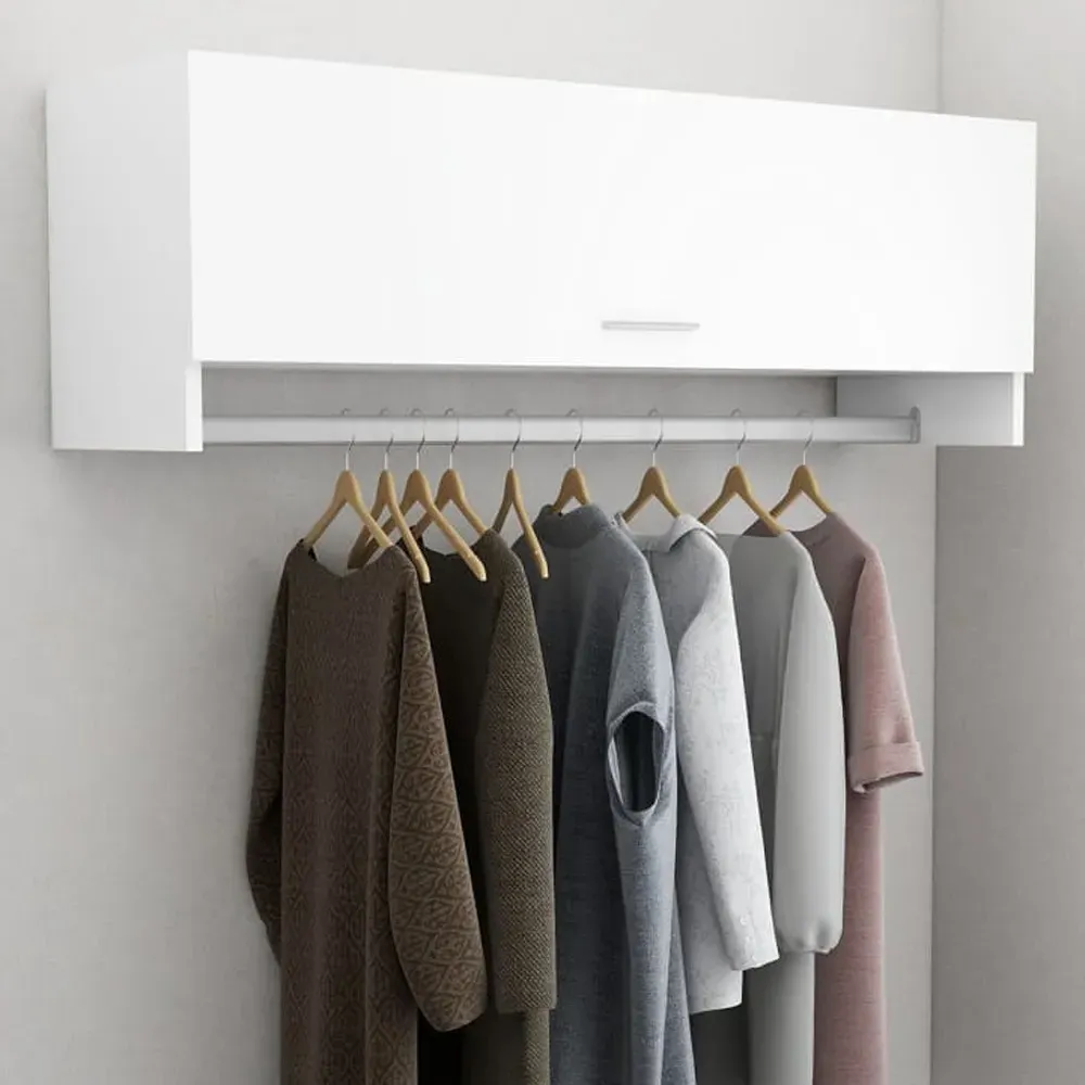 Elwood Wall Hung Coat Rack - White, Engineered Wood product