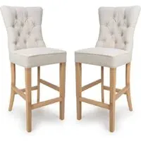 Elyria Bar Stool Pair - Linen, Oak