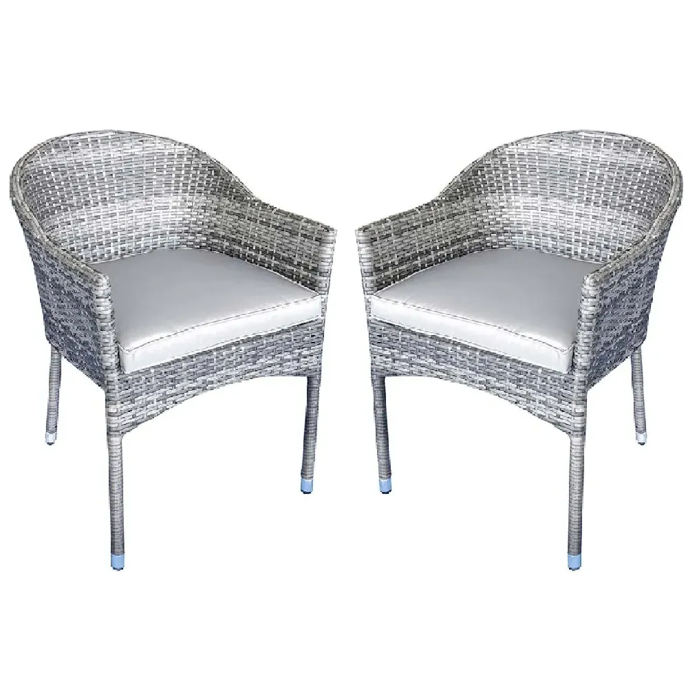 Elysia Rattan Armchairs with Cushion - Grey, Pair image