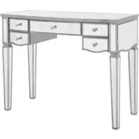 Elyssa Glass Dressing Table with 5 Drawers - Silver