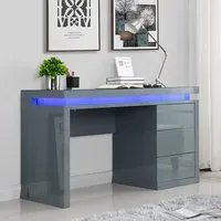 Emerson Computer Desk with LED Lighting - Grey, MDF