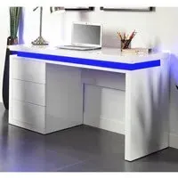 Emerson Computer Desk with LED Lighting - White, MDF