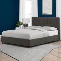 Emilia Double Bed - Grey, Fabric