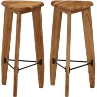 Emilia Outdoor Bar Stools Pair - Brown, Acacia Wood