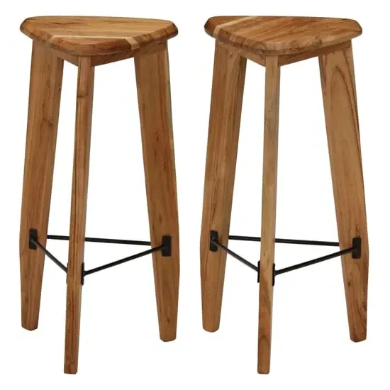 Emilia Outdoor Bar Stools Pair - Brown, Acacia Wood