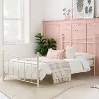 Emilia Single Bed Frame - Cream, Metal