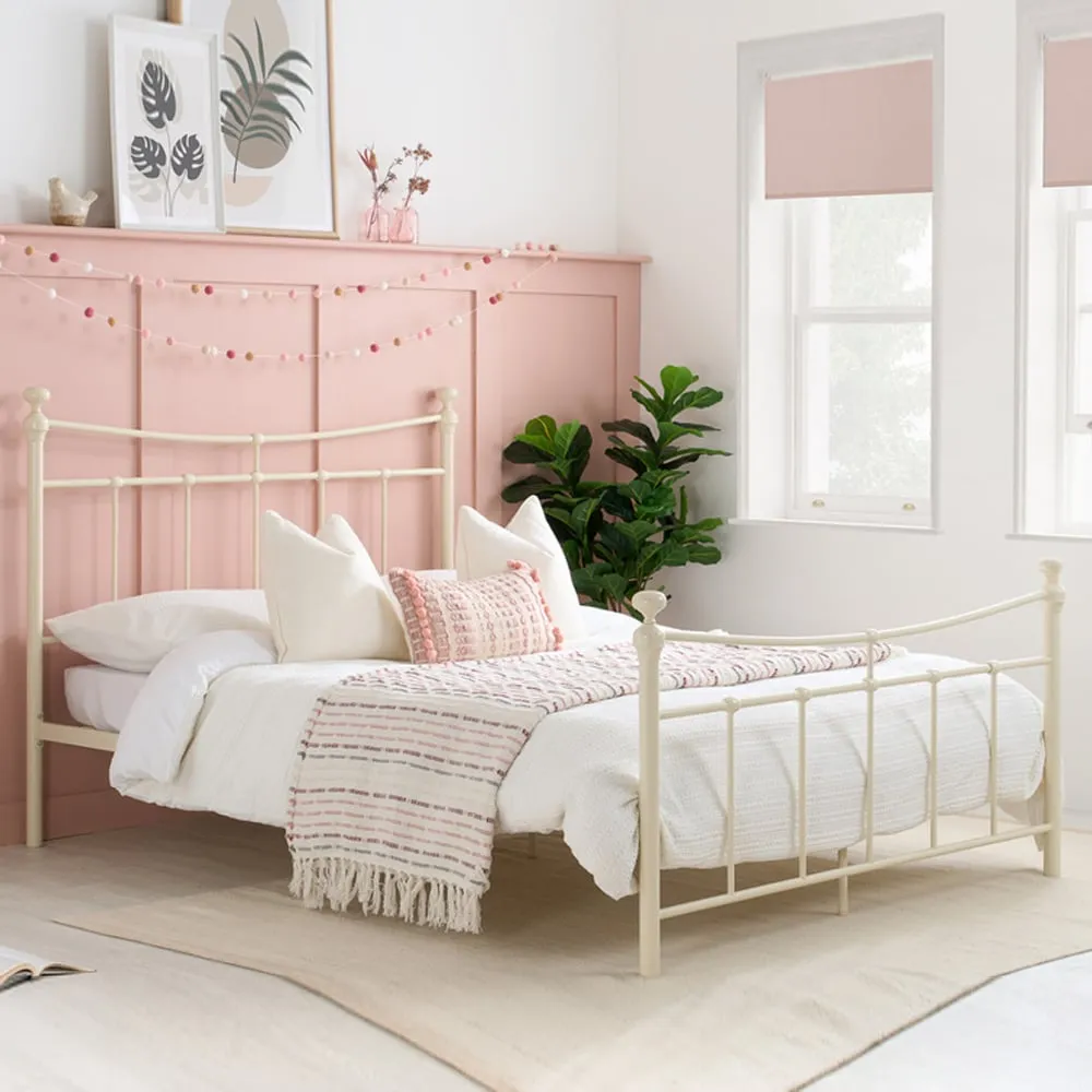 Emilia Small Double Bed Frame - Cream, Metal