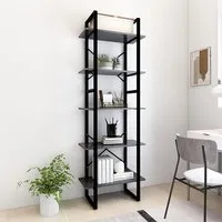 Emlen 5 Tier Bookcase - Grey, Chipboard alternate view