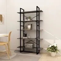 Emlen Extra Large 5 Tier Bookcase - Grey, Pinewood