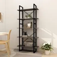 Emlen Large 5 Tier Bookcase - Grey, Pinewood