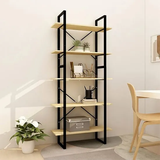 Emlen Large 5 Tier Bookcase - Natural, Pinewood