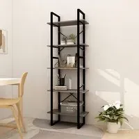 Emlen Medium 5 Tier Bookcase - Grey, Pinewood