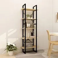 Emlen Medium 5 Tier Bookcase - Natural, Pinewood