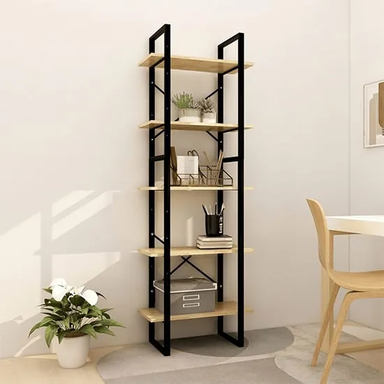 Emlen Medium 5 Tier Bookcase - Natural, Pinewood